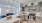 a kitchen with grey cabinets